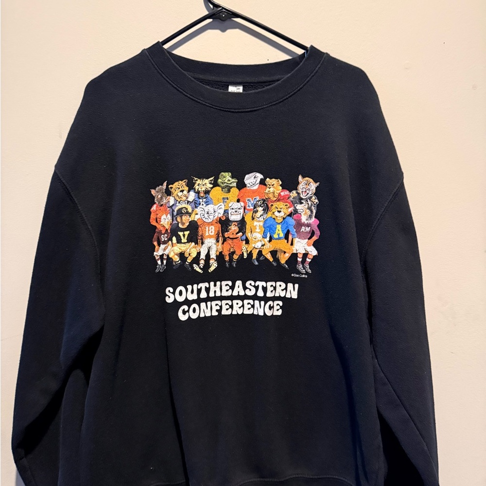Southeastern Conference Black Crewneck Sweater SEC Mascots